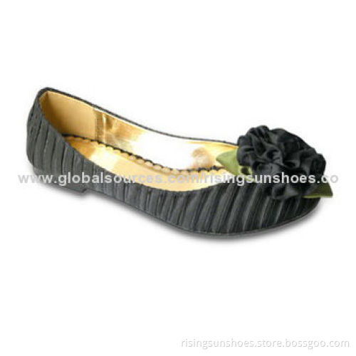 Women's flat casual shoes, unique fabric upper material with satin flower decoratedNew